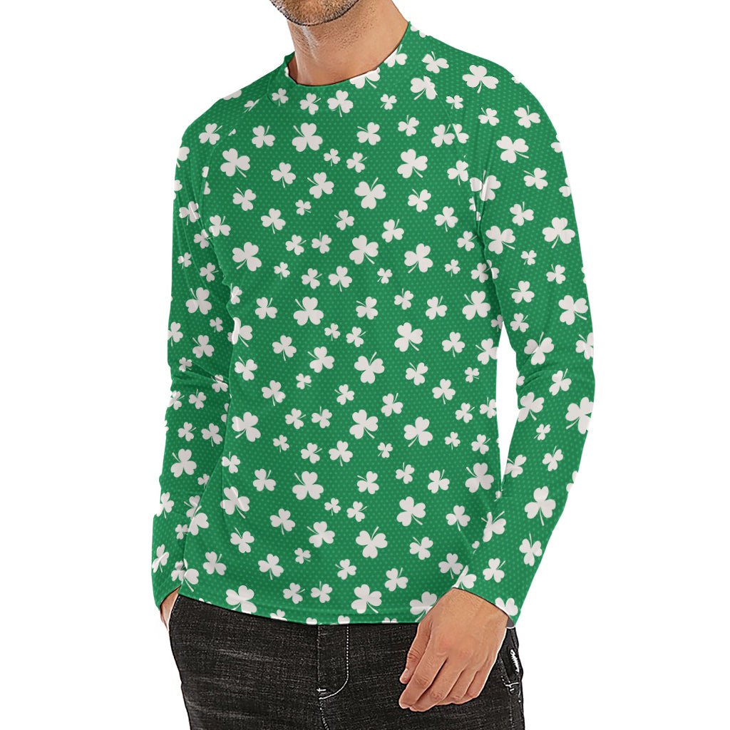 Polka Dot Irish St. Patrick's Day Print Men's Long Sleeve Rash Guard