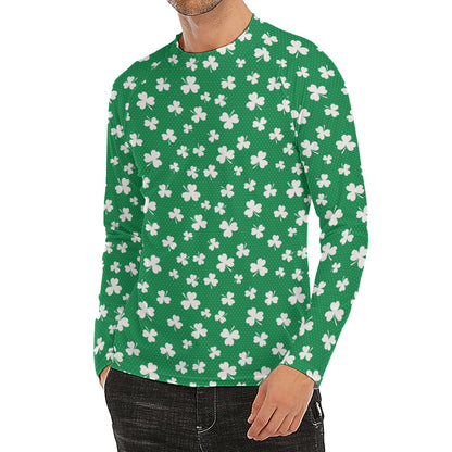 Polka Dot Irish St. Patrick's Day Print Men's Long Sleeve Rash Guard