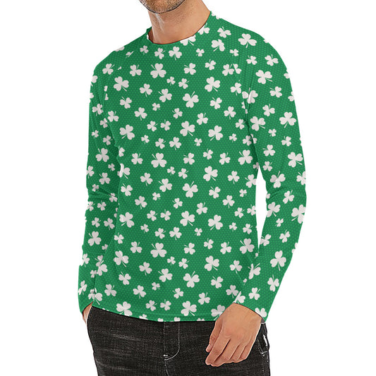 Polka Dot Irish St. Patrick's Day Print Men's Long Sleeve Rash Guard