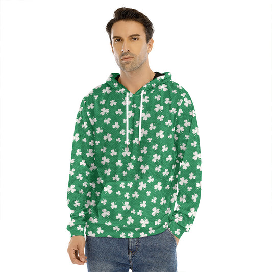Polka Dot Irish St. Patrick's Day Print Men's Velvet Pullover Hoodie