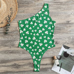 Polka Dot Irish St. Patrick's Day Print One Shoulder Bodysuit