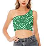 Polka Dot Irish St. Patrick's Day Print One Shoulder Crop Top