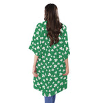 Polka Dot Irish St. Patrick's Day Print Open Front Beach Cover Up