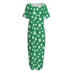 Polka Dot Irish St. Patrick's Day Print Short Sleeve Long Nightdress