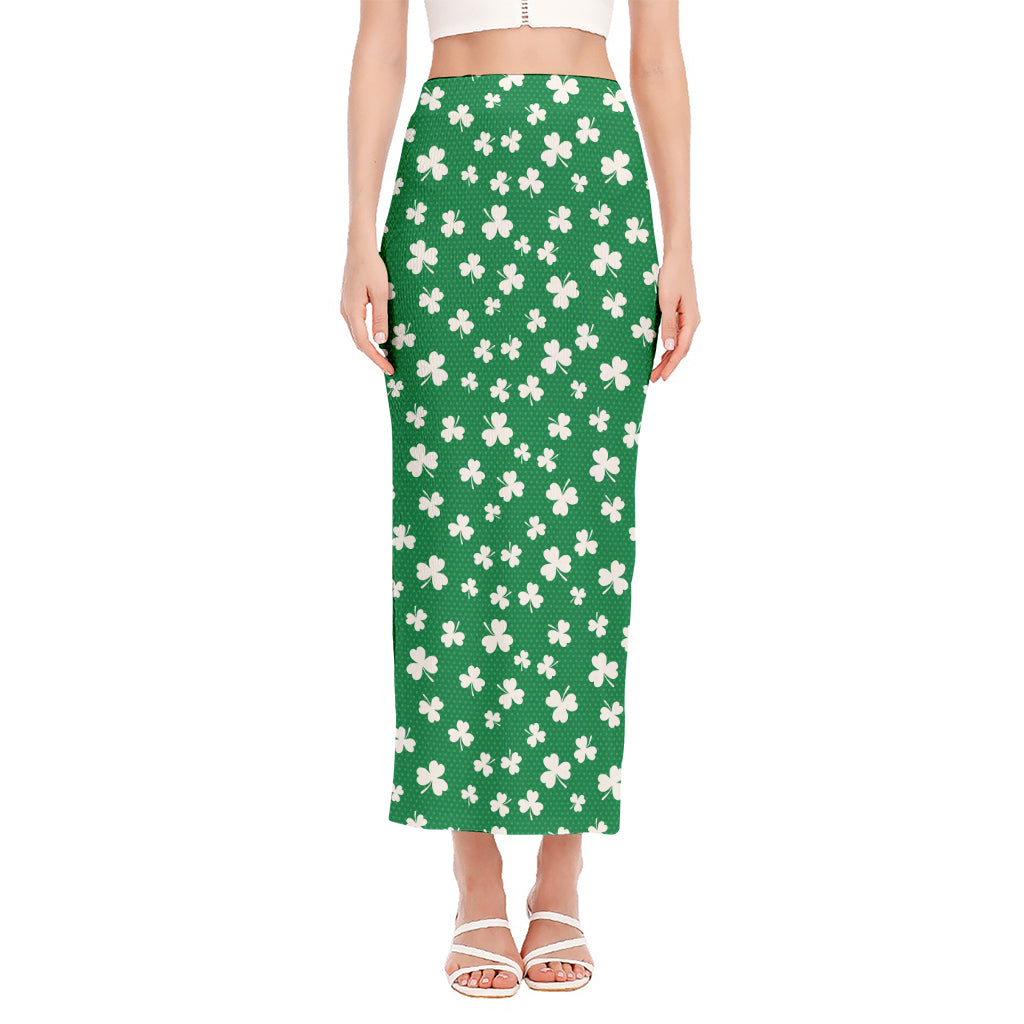 Polka Dot Irish St. Patrick's Day Print Side Slit Maxi Skirt