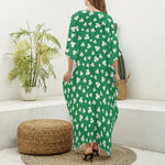 Polka Dot Irish St. Patrick's Day Print Silk V-Neck Kaftan Dress