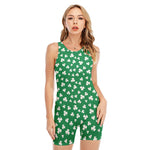 Polka Dot Irish St. Patrick's Day Print Sleeveless One Piece Swimsuit