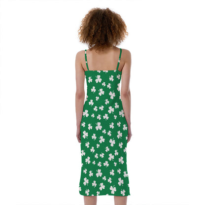 Polka Dot Irish St. Patrick's Day Print Slim Fit Midi Cami Dress