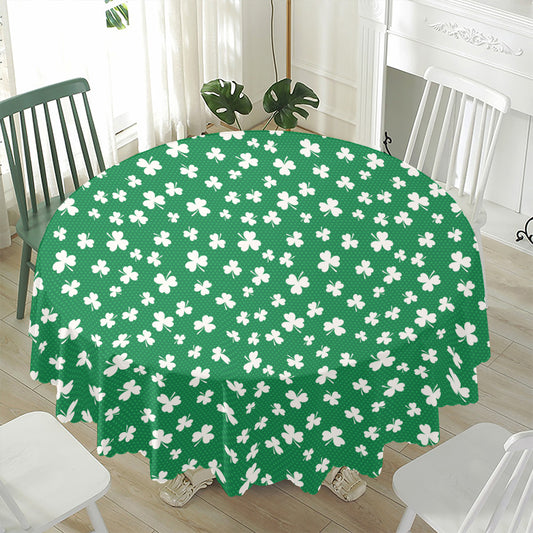 Polka Dot Irish St. Patrick's Day Print Waterproof Round Tablecloth