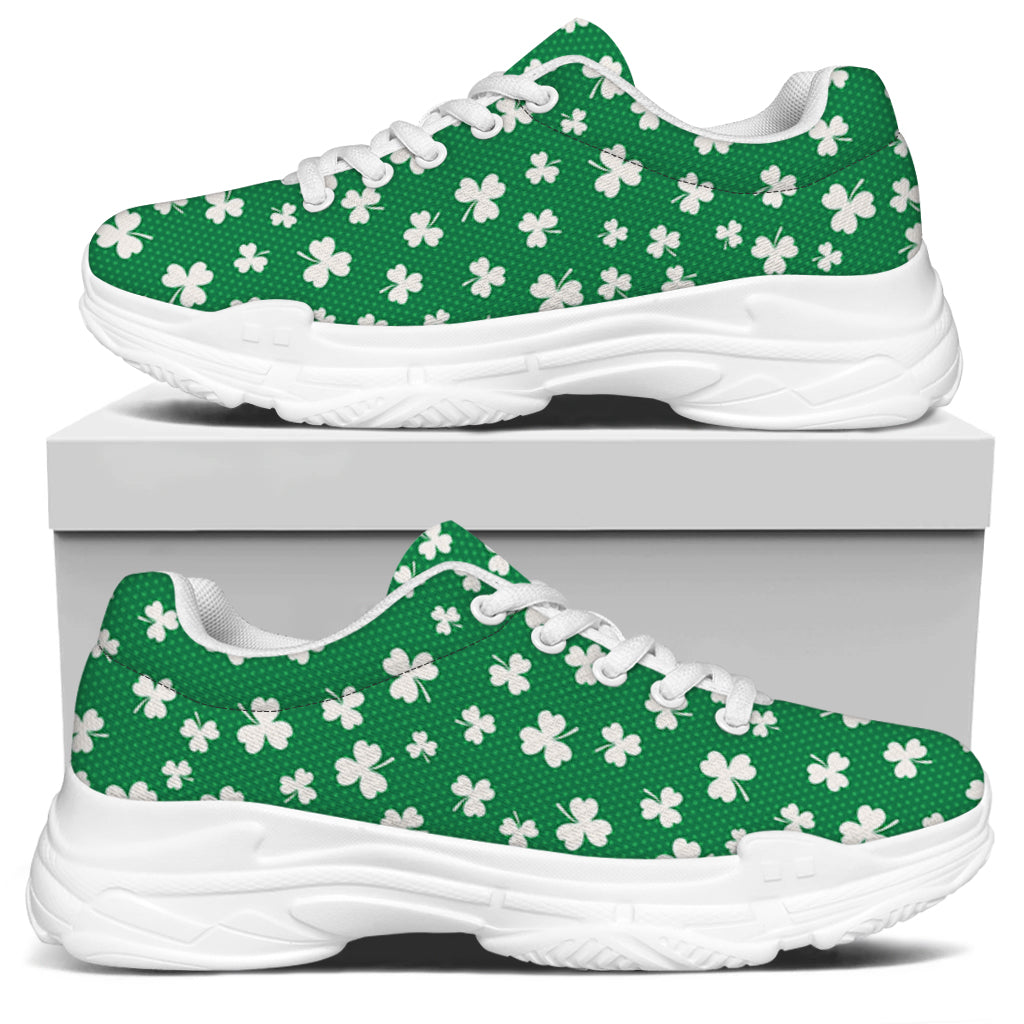 Polka Dot Irish St. Patrick's Day Print White Chunky Shoes