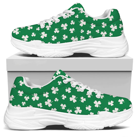 Polka Dot Irish St. Patrick's Day Print White Chunky Shoes
