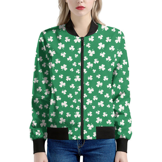 Polka Dot Irish St. Patrick's Day Print Women's Bomber Jacket