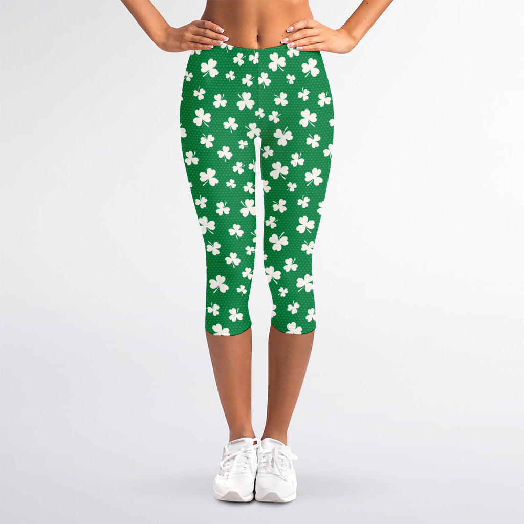 Polka Dot Irish St. Patrick's Day Print Women's Capri Leggings