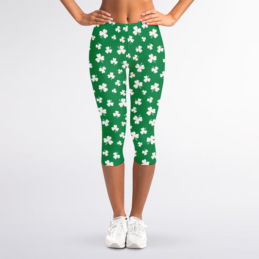 Polka Dot Irish St. Patrick's Day Print Women's Capri Leggings