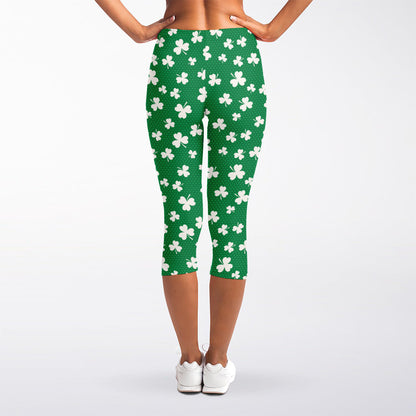 Polka Dot Irish St. Patrick's Day Print Women's Capri Leggings