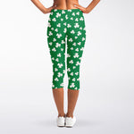 Polka Dot Irish St. Patrick's Day Print Women's Capri Leggings
