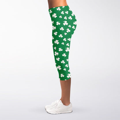 Polka Dot Irish St. Patrick's Day Print Women's Capri Leggings