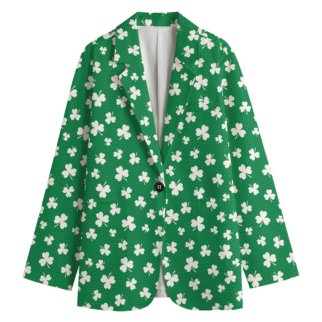 Polka Dot Irish St. Patrick's Day Print Women's Cotton Blazer