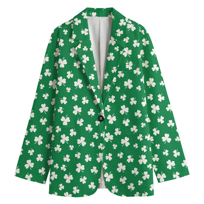 Polka Dot Irish St. Patrick's Day Print Women's Cotton Blazer