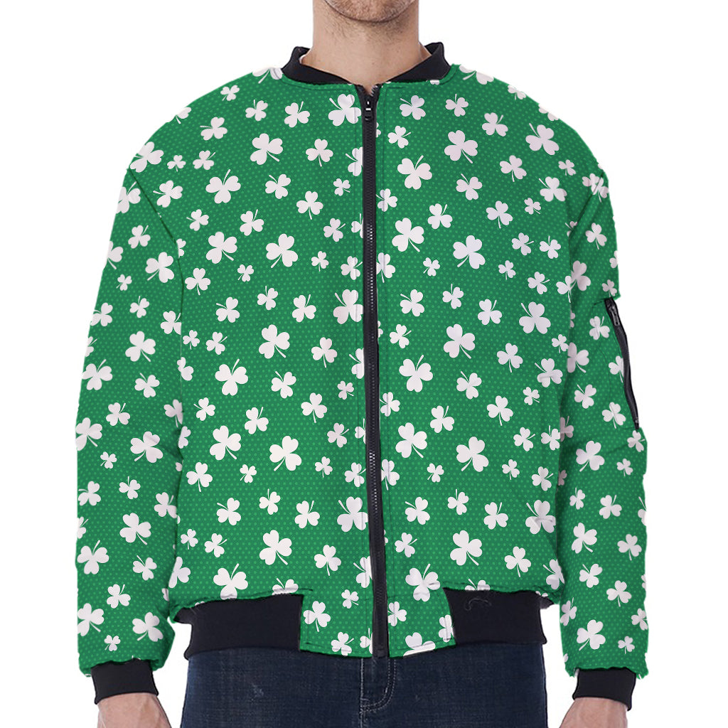 Polka Dot Irish St. Patrick's Day Print Zip Sleeve Bomber Jacket