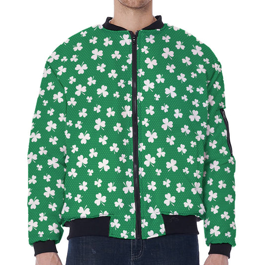 Polka Dot Irish St. Patrick's Day Print Zip Sleeve Bomber Jacket