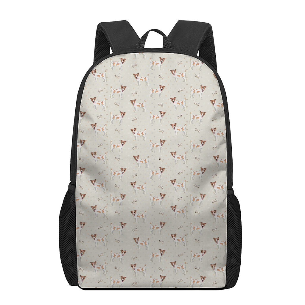 Polka Dot Jack Russell Terrier Print 17 Inch Backpack