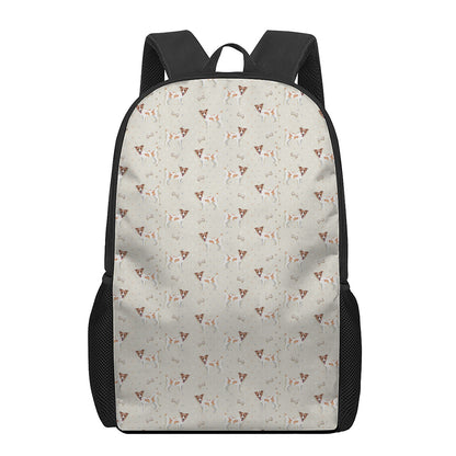 Polka Dot Jack Russell Terrier Print 17 Inch Backpack