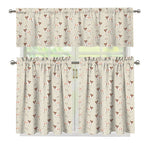 Polka Dot Jack Russell Terrier Print 3 Piece Kitchen Curtains