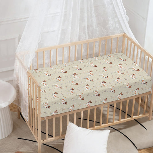 Polka Dot Jack Russell Terrier Print Baby Crib Sheet