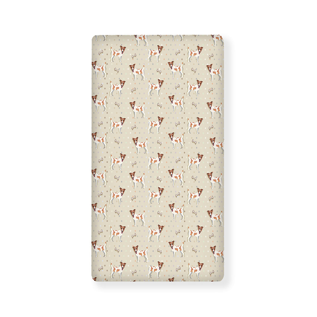 Polka Dot Jack Russell Terrier Print Baby Crib Sheet