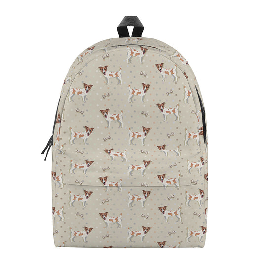 Polka Dot Jack Russell Terrier Print Backpack