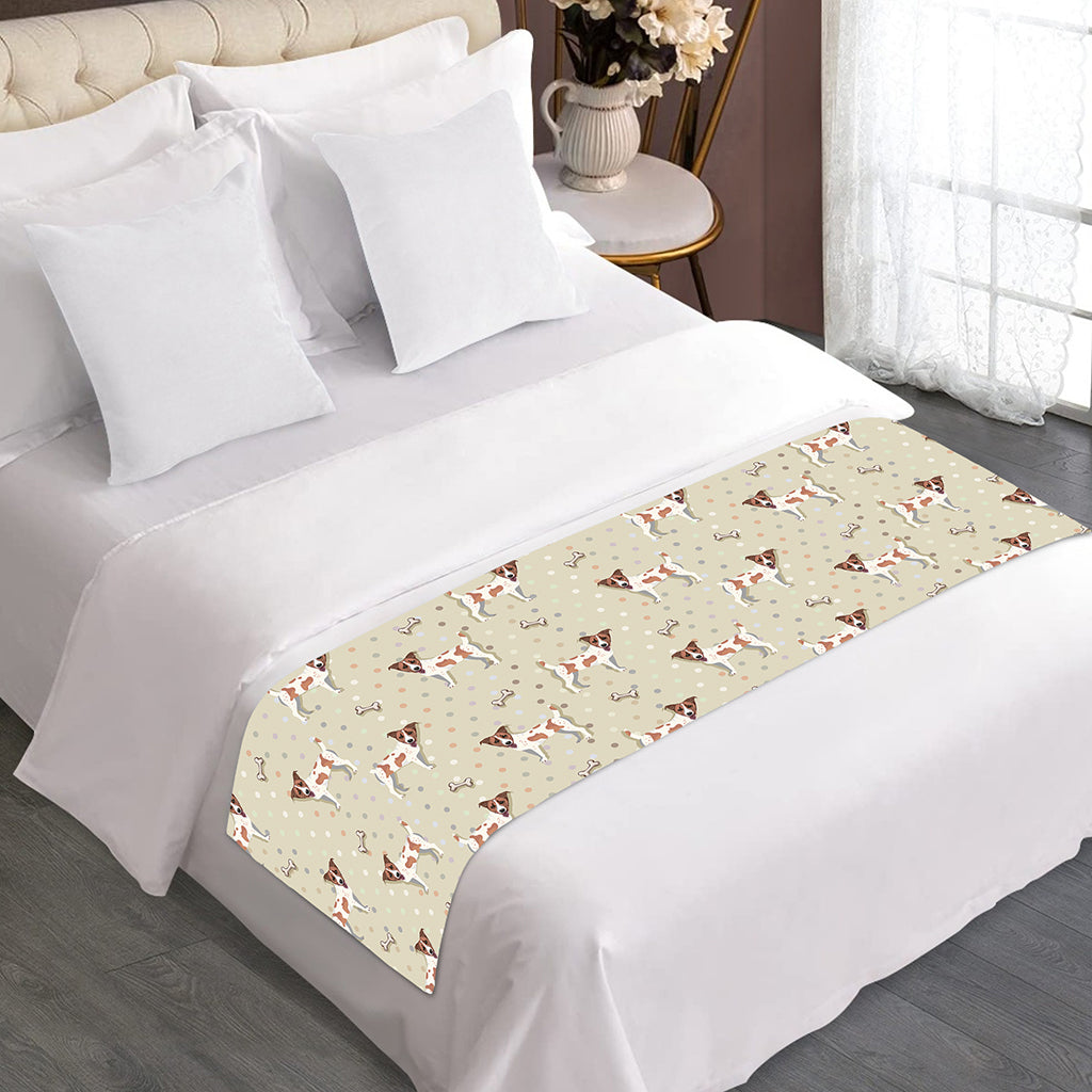 Polka Dot Jack Russell Terrier Print Bed Runner