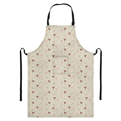 Polka Dot Jack Russell Terrier Print Bib Apron With Pocket