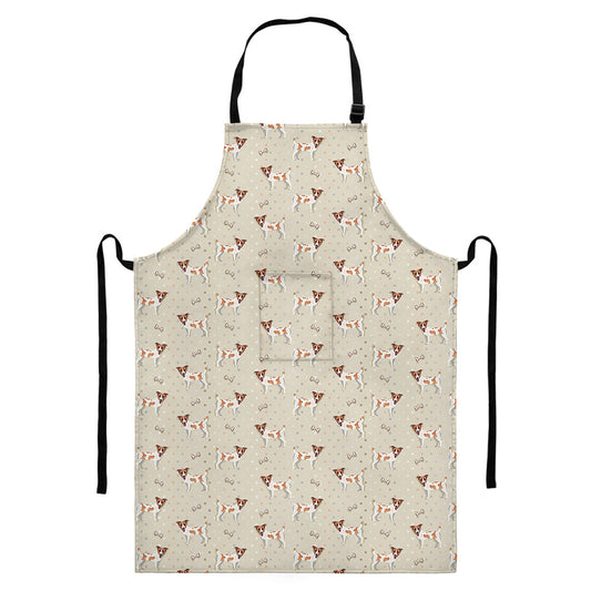Polka Dot Jack Russell Terrier Print Bib Apron With Pocket
