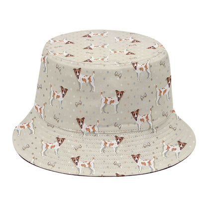 Polka Dot Jack Russell Terrier Print Bucket Hat