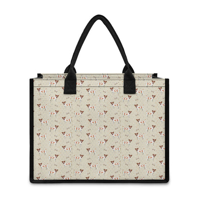 Polka Dot Jack Russell Terrier Print Canvas Tote Bag