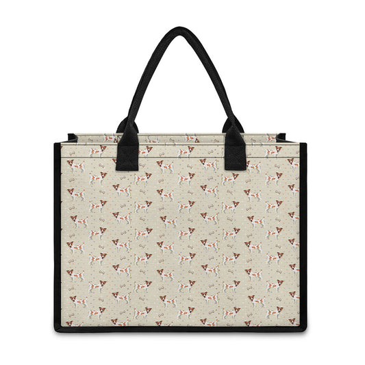 Polka Dot Jack Russell Terrier Print Canvas Tote Bag