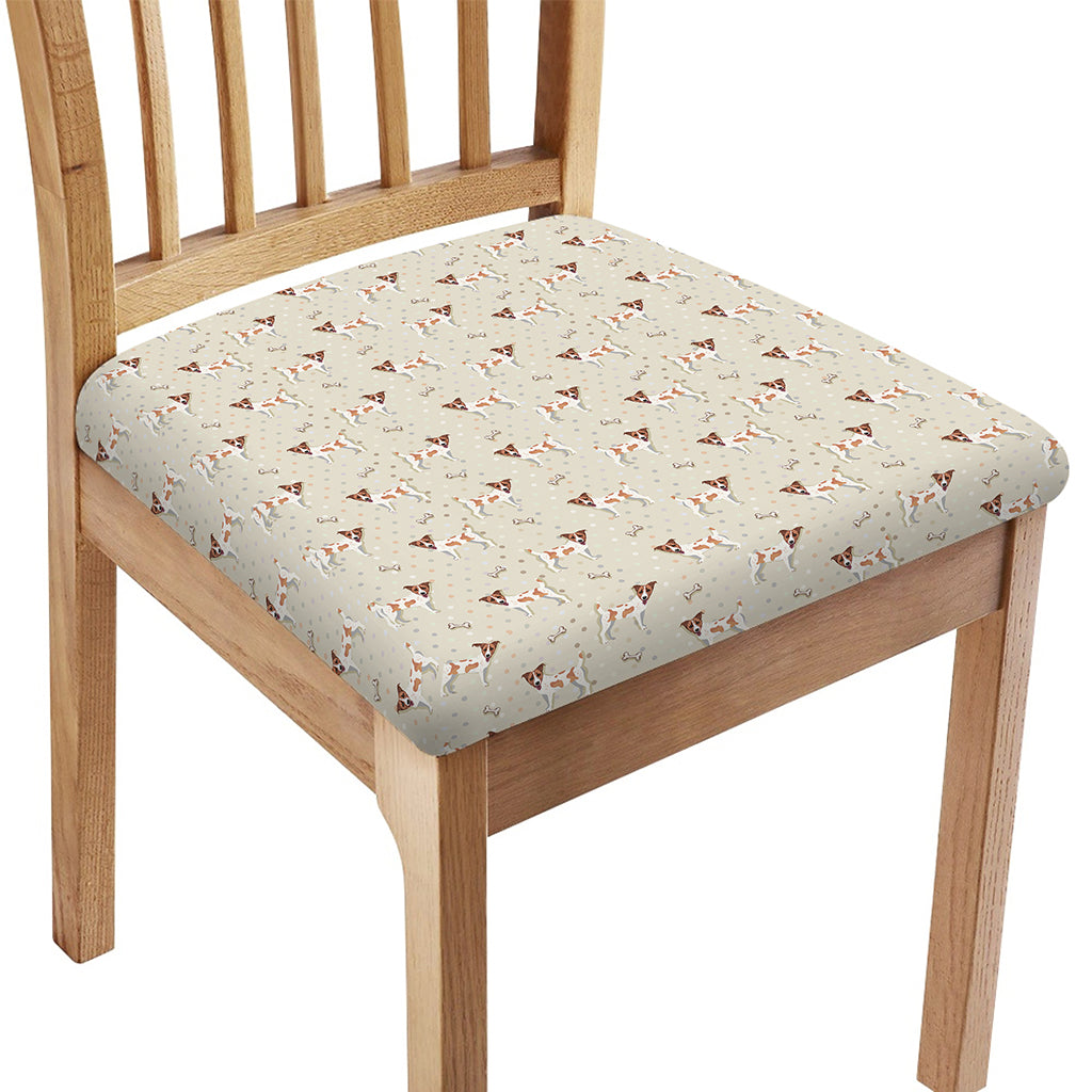 Polka Dot Jack Russell Terrier Print Chair Cushion Cover