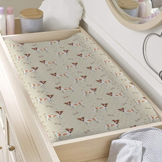 Polka Dot Jack Russell Terrier Print Changing Pad Cover
