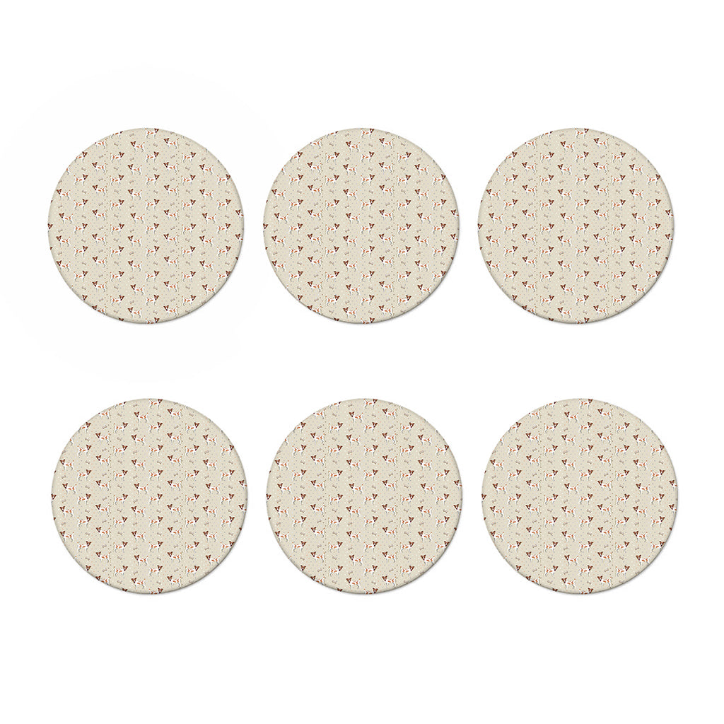 Polka Dot Jack Russell Terrier Print Coaster Set