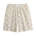 Polka Dot Jack Russell Terrier Print Cotton Shorts