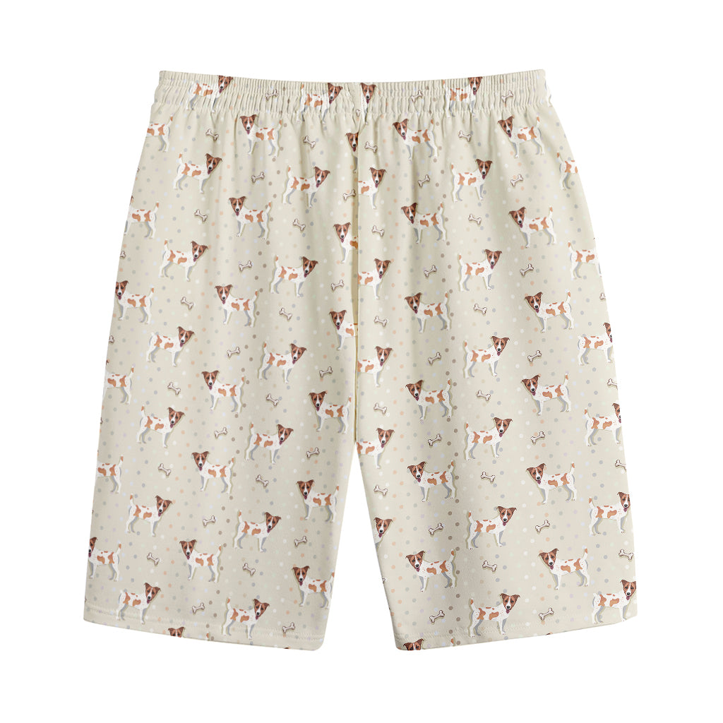Polka Dot Jack Russell Terrier Print Cotton Shorts