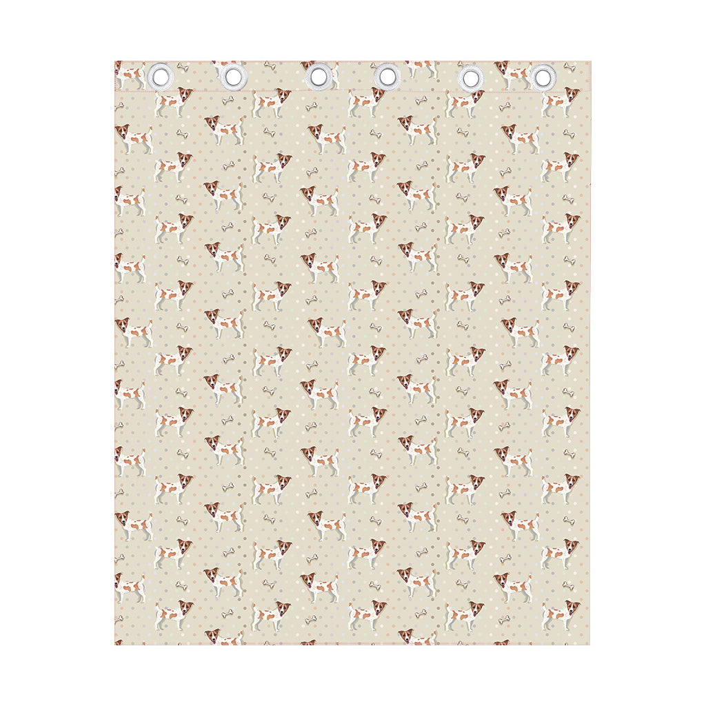 Polka Dot Jack Russell Terrier Print Curtain