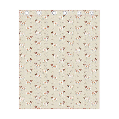 Polka Dot Jack Russell Terrier Print Curtain