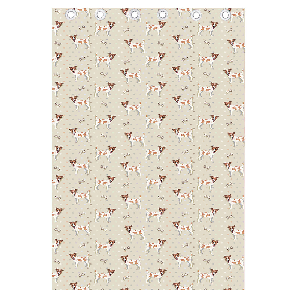 Polka Dot Jack Russell Terrier Print Curtain
