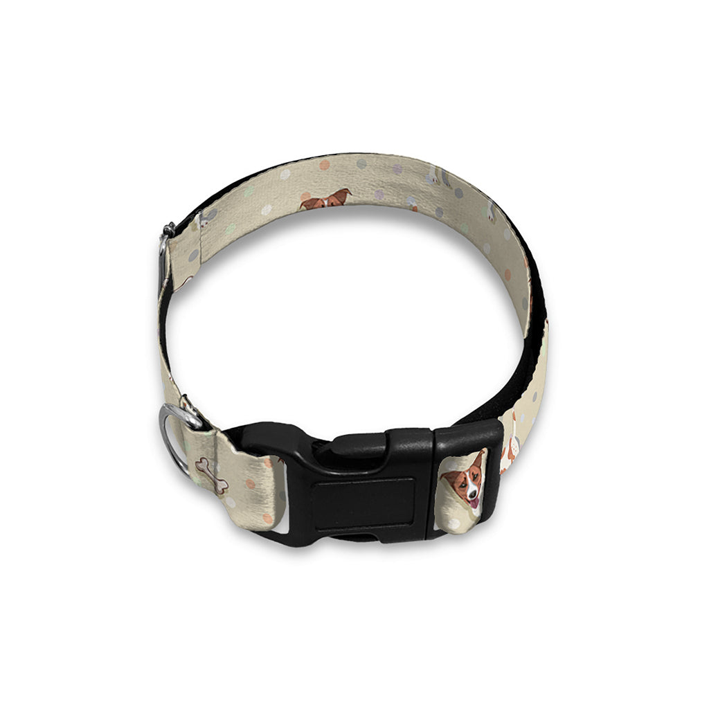 Polka Dot Jack Russell Terrier Print Dog Collar