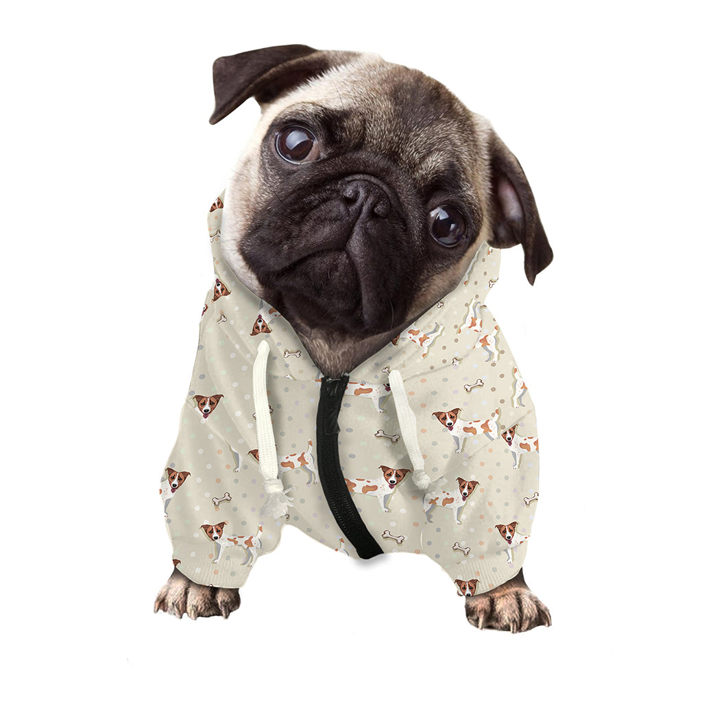 Polka Dot Jack Russell Terrier Print Dog Zip Up Hoodie