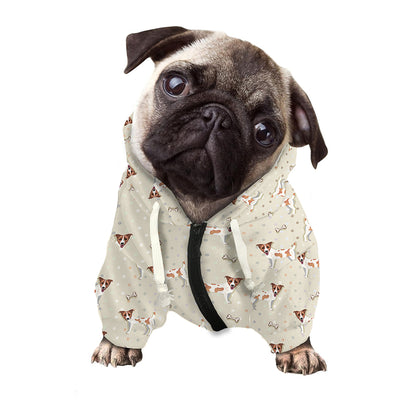 Polka Dot Jack Russell Terrier Print Dog Zip Up Hoodie