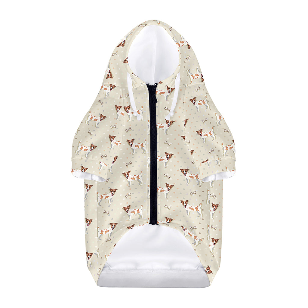Polka Dot Jack Russell Terrier Print Dog Zip Up Hoodie