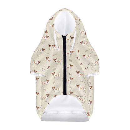 Polka Dot Jack Russell Terrier Print Dog Zip Up Hoodie